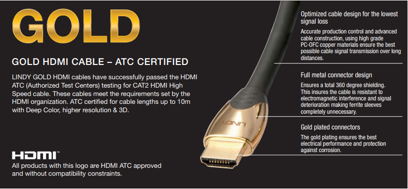 gold hdmi cable